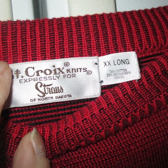 St. Croix knits mens red crewneck sweater pullover xxlong cotton tencel - Picture 2 of 3